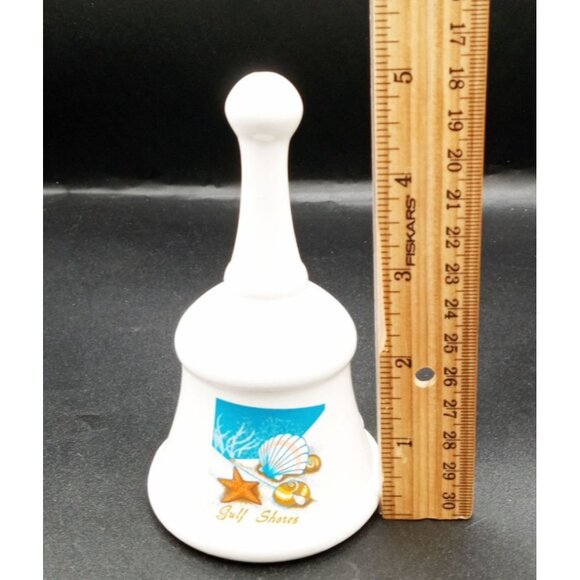 Porcelain Bell Gulf Shores Vintage Travel Souvenir 5 Inch Beach Shells Starfish - Picture 2 of 15